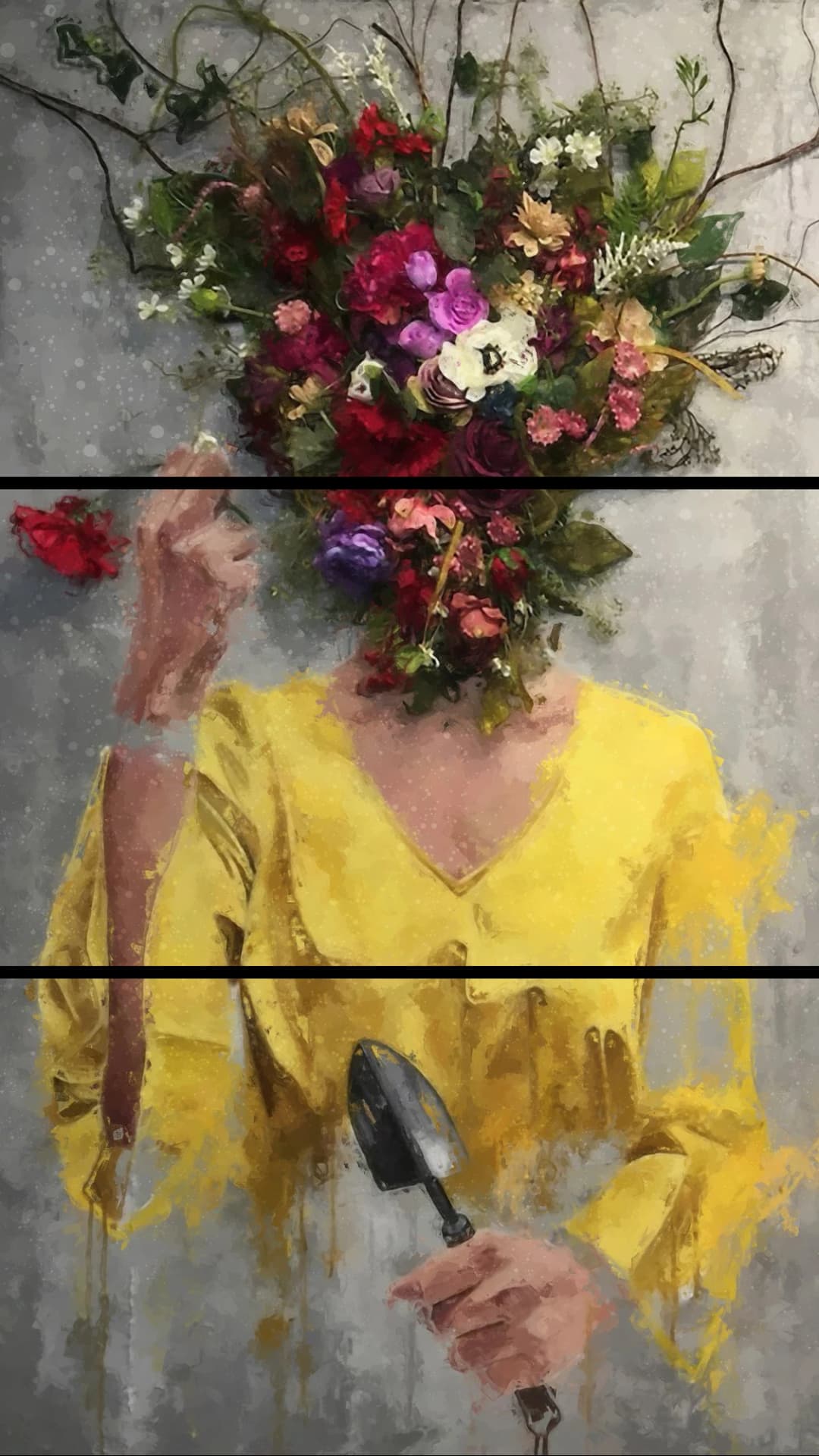 Yellow Floral Gardener – 3 Panels