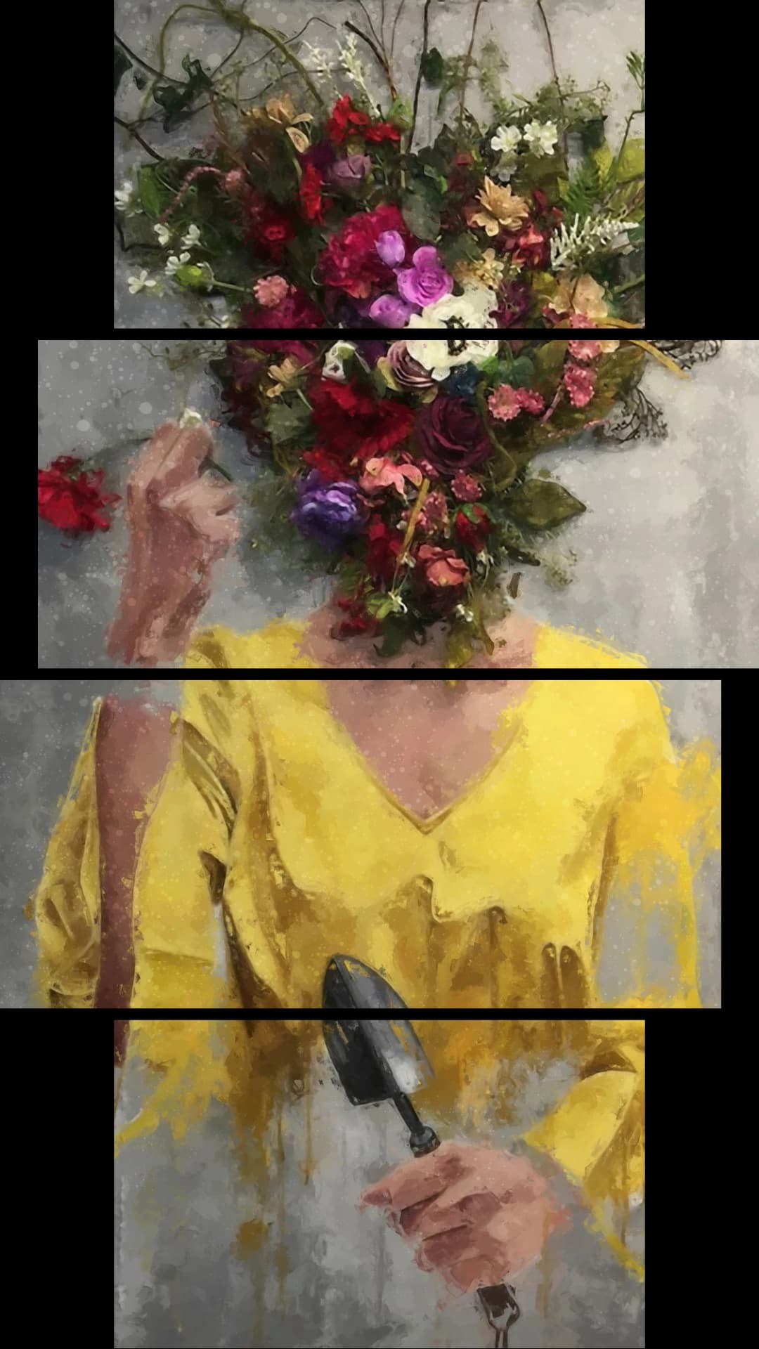 Yellow Floral Gardener – 4 Panels