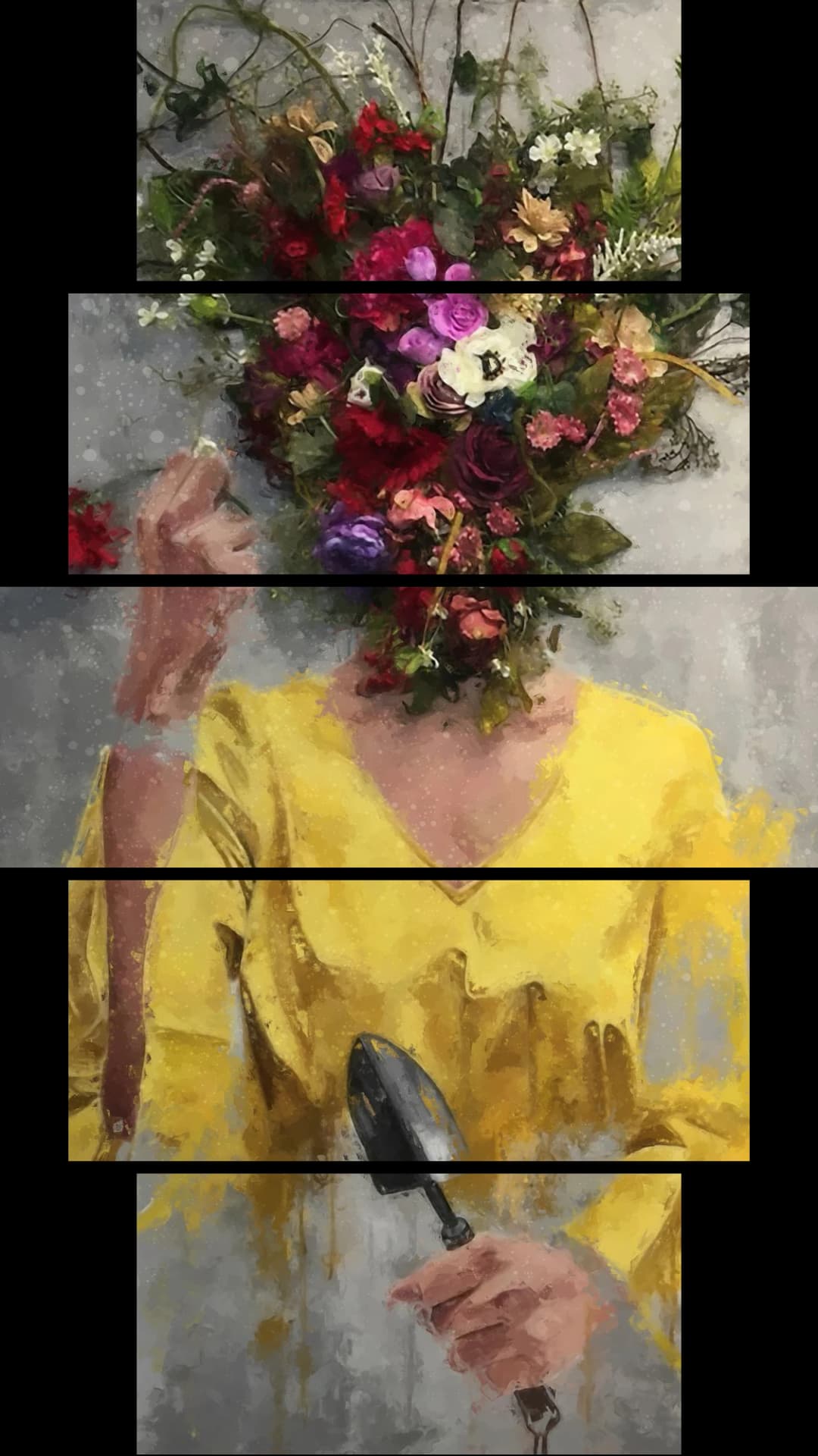 Yellow Floral Gardener – 5 Panels Hierarchy