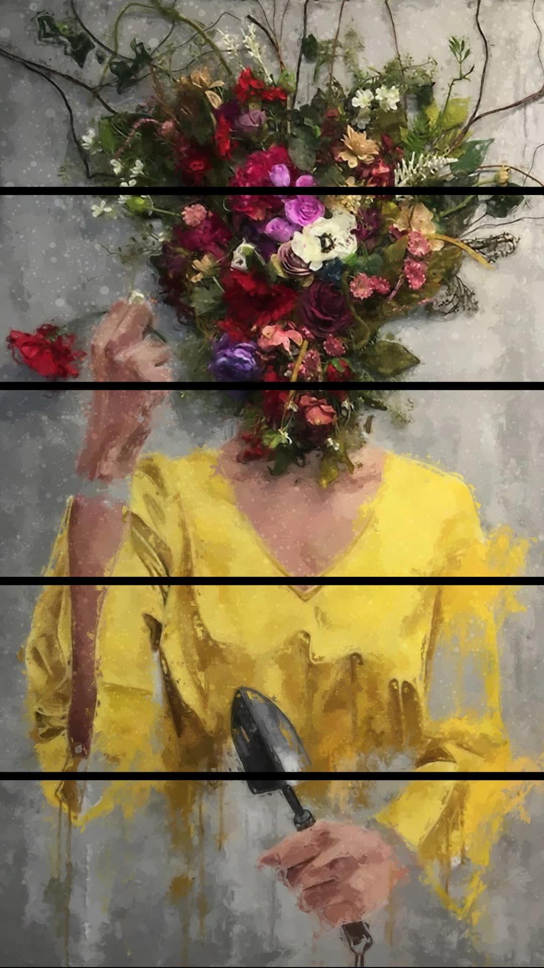 Yellow Floral Gardener – 5 Panels Straight