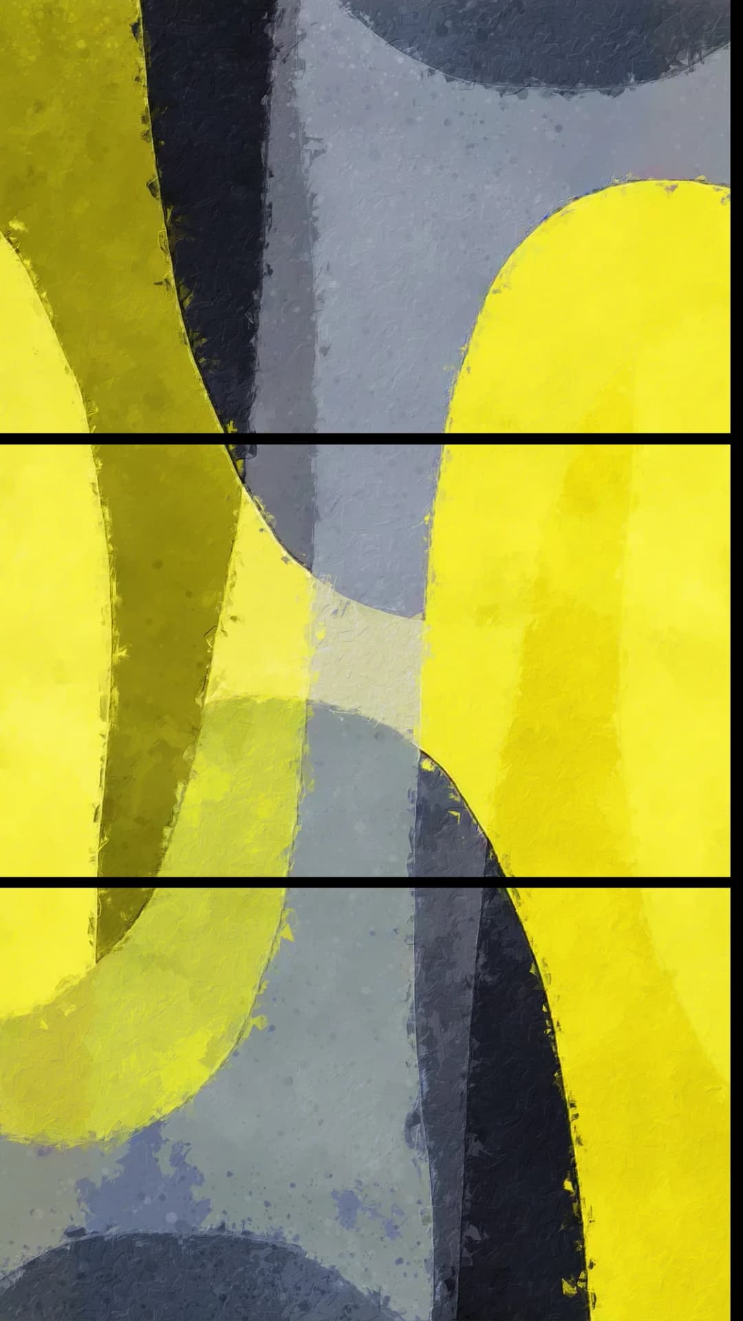 Yellow Grey Curves – 3 Panels